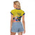 Curacao Flag Day Raglan Cropped T Shirt Felis Dia di Bandera Pink Plumeria - Wonder Print Shop