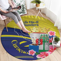 Curacao Flag Day Round Carpet Felis Dia di Bandera Pink Plumeria - Wonder Print Shop