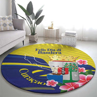 Curacao Flag Day Round Carpet Felis Dia di Bandera Pink Plumeria - Wonder Print Shop