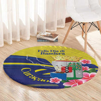 Curacao Flag Day Round Carpet Felis Dia di Bandera Pink Plumeria - Wonder Print Shop