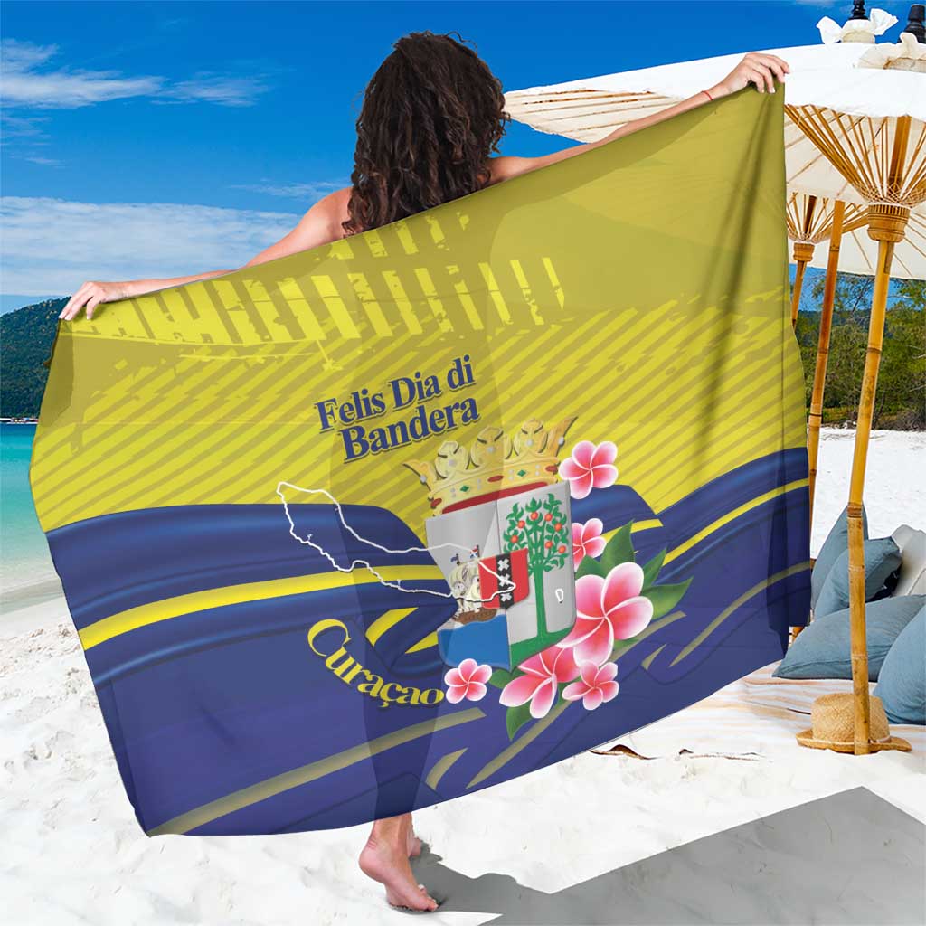 Curacao Flag Day Sarong Felis Dia di Bandera Pink Plumeria - Wonder Print Shop