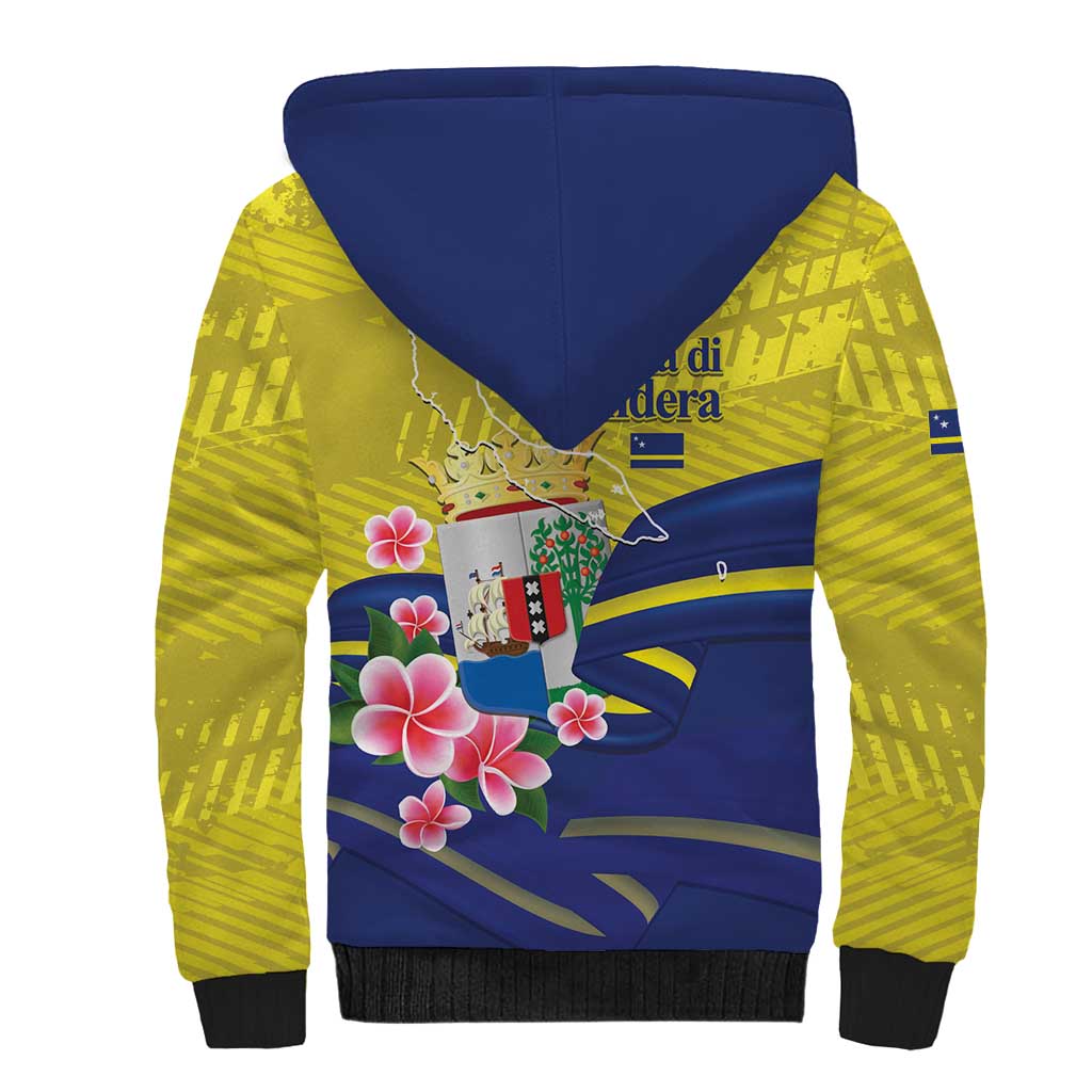 Curacao Flag Day Sherpa Hoodie Felis Dia di Bandera Pink Plumeria - Wonder Print Shop