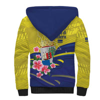 Curacao Flag Day Sherpa Hoodie Felis Dia di Bandera Pink Plumeria - Wonder Print Shop