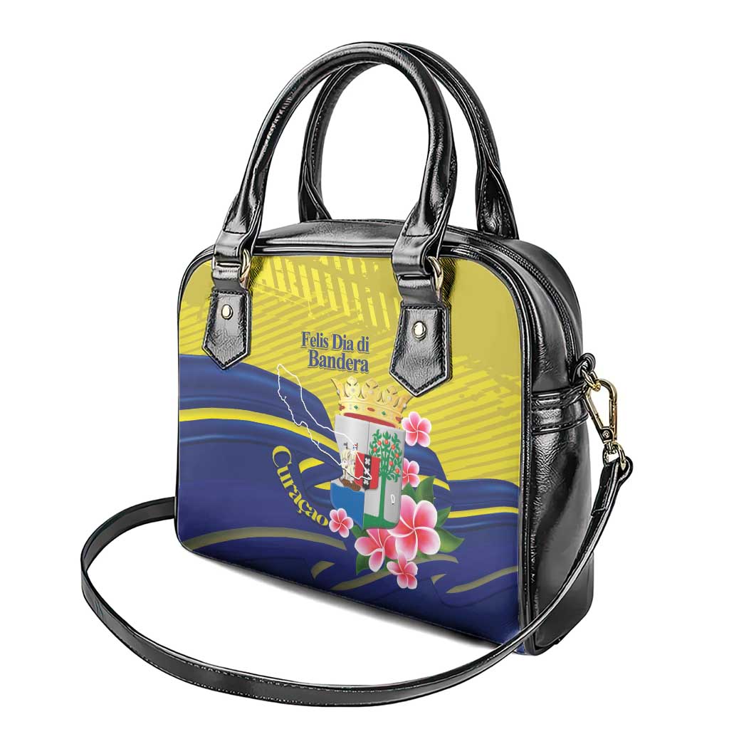 Curacao Flag Day Shoulder Handbag Felis Dia di Bandera Pink Plumeria - Wonder Print Shop