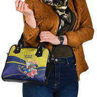 Curacao Flag Day Shoulder Handbag Felis Dia di Bandera Pink Plumeria - Wonder Print Shop