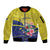 Curacao Flag Day Sleeve Zip Bomber Jacket Felis Dia di Bandera Pink Plumeria - Wonder Print Shop