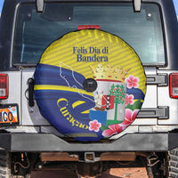 Curacao Flag Day Spare Tire Cover Felis Dia di Bandera Pink Plumeria - Wonder Print Shop