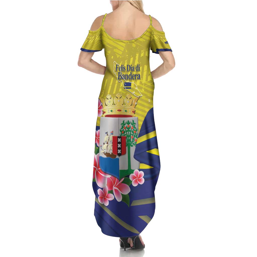 Curacao Flag Day Summer Maxi Dress Felis Dia di Bandera Pink Plumeria - Wonder Print Shop