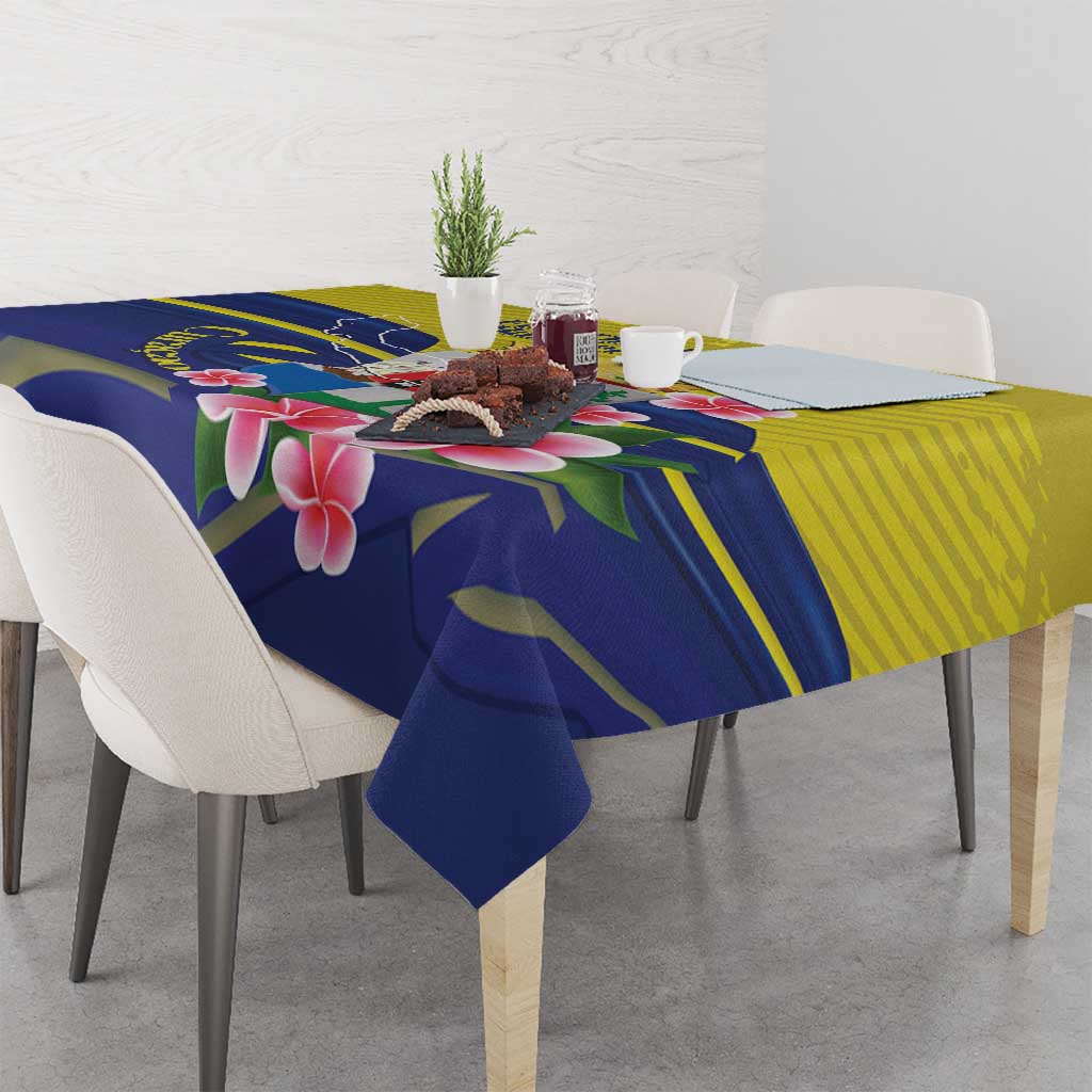Curacao Flag Day Tablecloth Felis Dia di Bandera Pink Plumeria - Wonder Print Shop