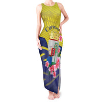 Curacao Flag Day Tank Maxi Dress Felis Dia di Bandera Pink Plumeria - Wonder Print Shop