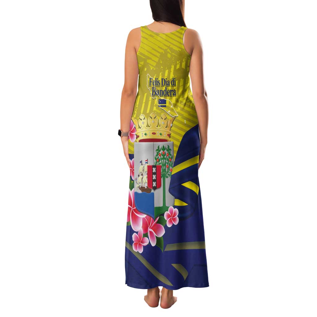 Curacao Flag Day Tank Maxi Dress Felis Dia di Bandera Pink Plumeria - Wonder Print Shop