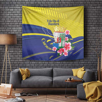 Curacao Flag Day Tapestry Felis Dia di Bandera Pink Plumeria - Wonder Print Shop