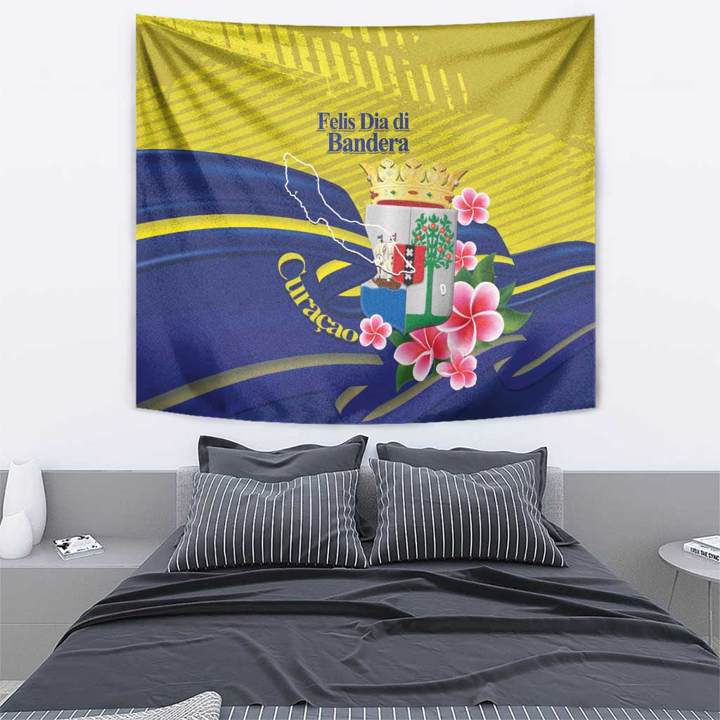 Curacao Flag Day Tapestry Felis Dia di Bandera Pink Plumeria - Wonder Print Shop