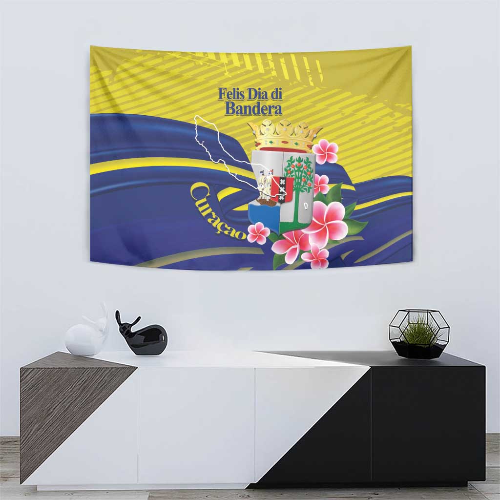 Curacao Flag Day Tapestry Felis Dia di Bandera Pink Plumeria - Wonder Print Shop