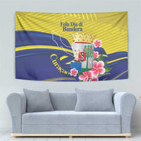 Curacao Flag Day Tapestry Felis Dia di Bandera Pink Plumeria - Wonder Print Shop