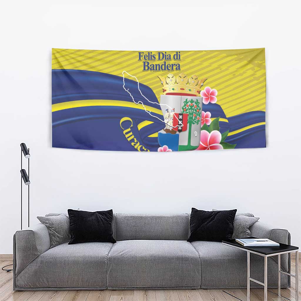 Curacao Flag Day Tapestry Felis Dia di Bandera Pink Plumeria - Wonder Print Shop