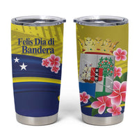 Curacao Flag Day Tumbler Cup Felis Dia di Bandera Pink Plumeria - Wonder Print Shop