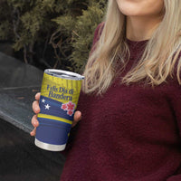 Curacao Flag Day Tumbler Cup Felis Dia di Bandera Pink Plumeria - Wonder Print Shop