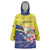 Curacao Flag Day Wearable Blanket Hoodie Felis Dia di Bandera Pink Plumeria - Wonder Print Shop
