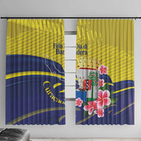 Curacao Flag Day Window Curtain Felis Dia di Bandera Pink Plumeria - Wonder Print Shop