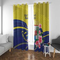 Curacao Flag Day Window Curtain Felis Dia di Bandera Pink Plumeria - Wonder Print Shop