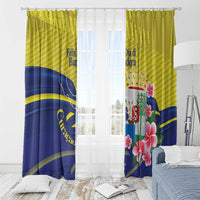 Curacao Flag Day Window Curtain Felis Dia di Bandera Pink Plumeria - Wonder Print Shop