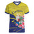 Curacao Flag Day Women V-Neck T-Shirt Felis Dia di Bandera Pink Plumeria - Wonder Print Shop