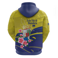 Curacao Flag Day Zip Hoodie Felis Dia di Bandera Pink Plumeria - Wonder Print Shop