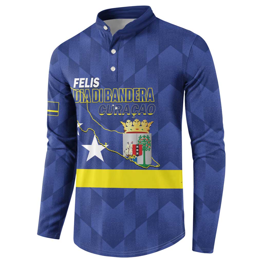 Felis Dia di Bandera Curacao Button Sweatshirt Flag Proud - Wonder Print Shop