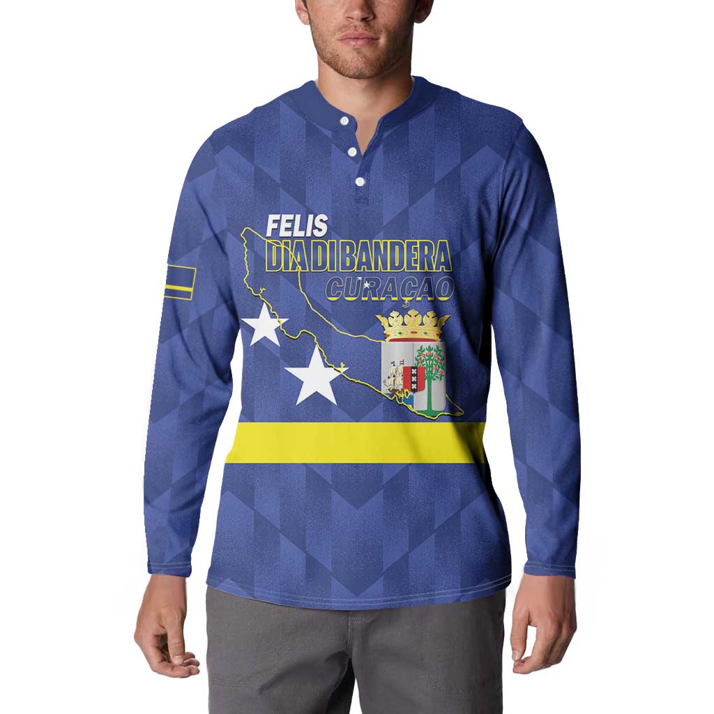 Felis Dia di Bandera Curacao Button Sweatshirt Flag Proud - Wonder Print Shop