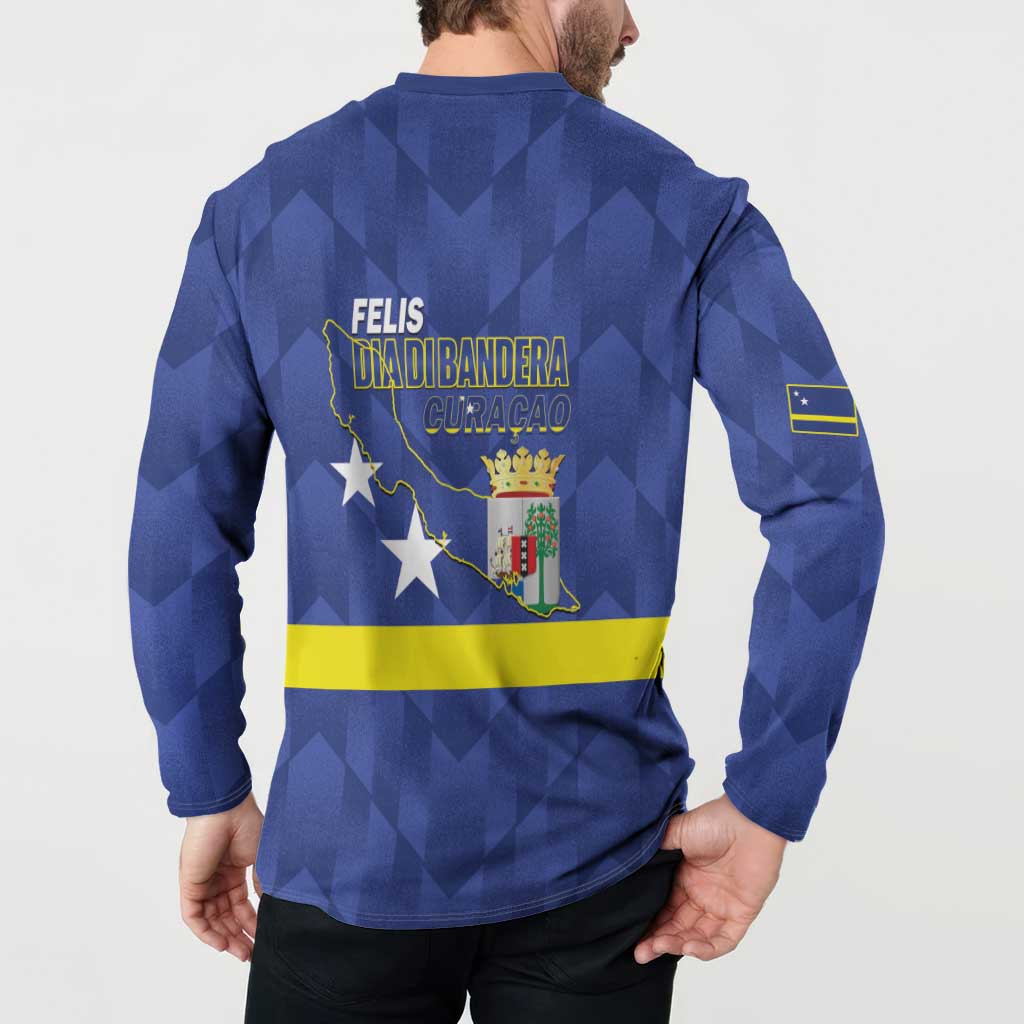 Felis Dia di Bandera Curacao Button Sweatshirt Flag Proud - Wonder Print Shop