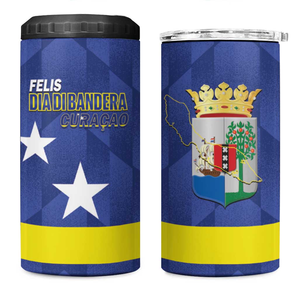 Felis Dia di Bandera Curacao 4 in 1 Can Cooler Tumbler Flag Proud - Wonder Print Shop