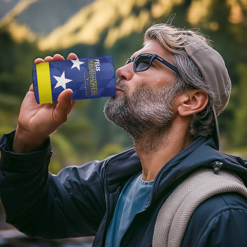 Felis Dia di Bandera Curacao 4 in 1 Can Cooler Tumbler Flag Proud - Wonder Print Shop