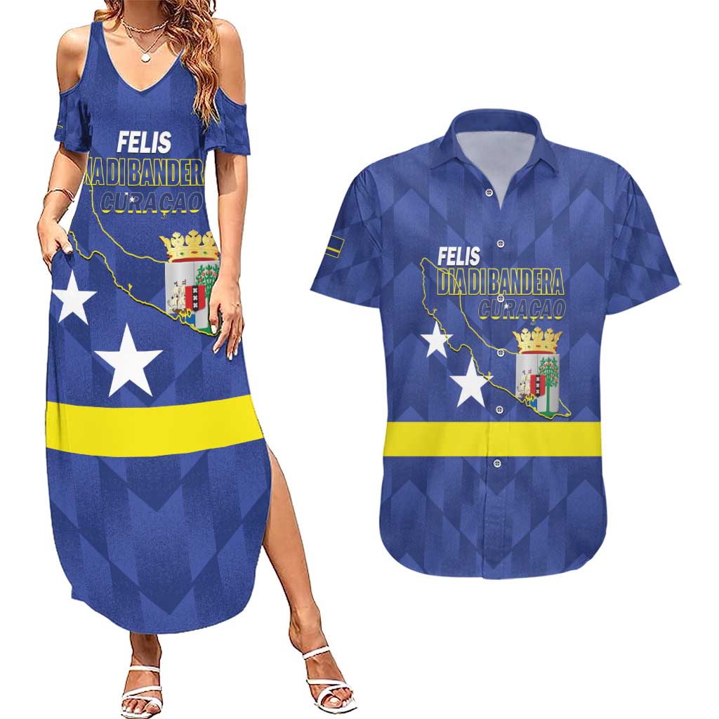 Felis Dia di Bandera Curacao Couples Matching Summer Maxi Dress and Hawaiian Shirt Flag Proud - Wonder Print Shop