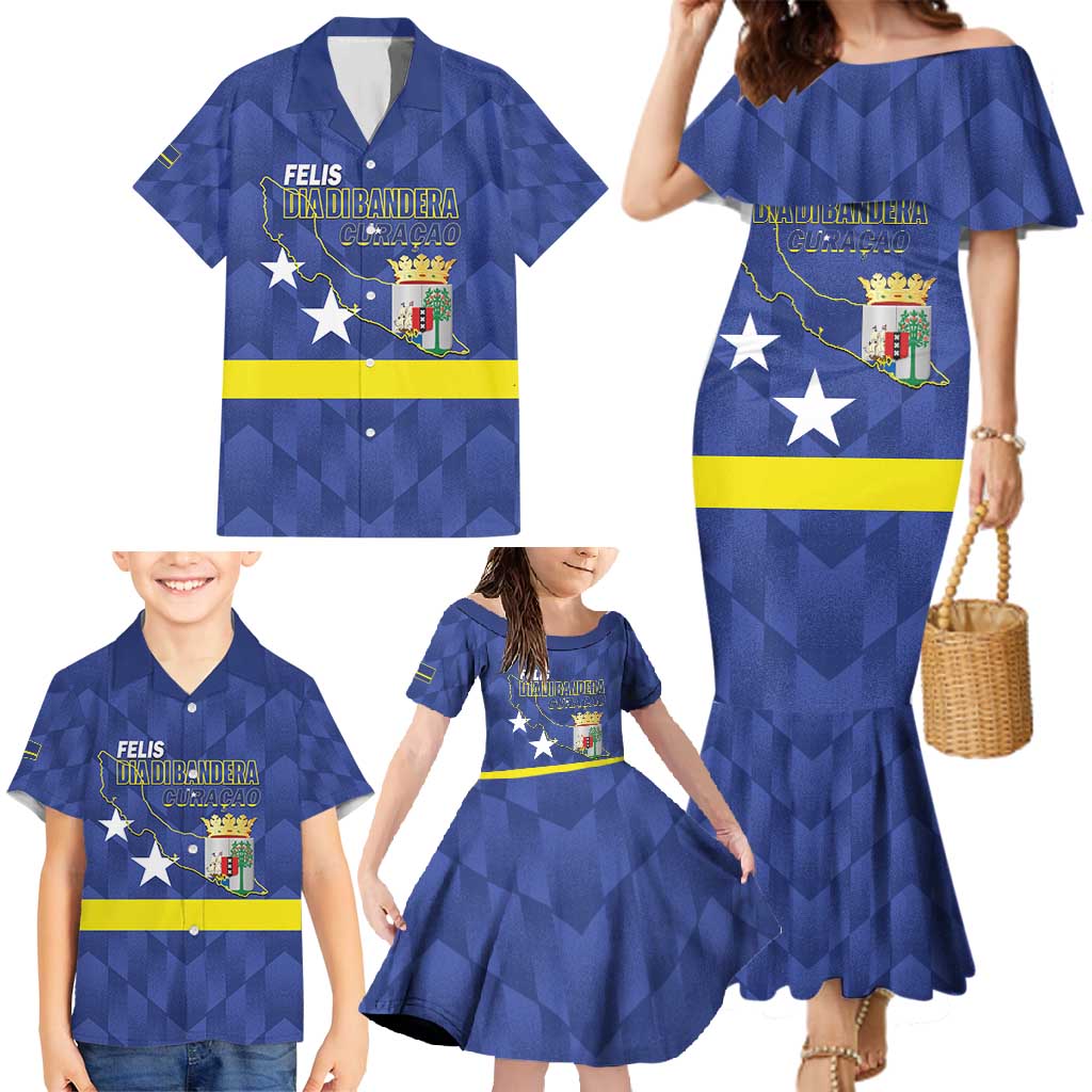 Felis Dia di Bandera Curacao Family Matching Mermaid Dress and Hawaiian Shirt Flag Proud - Wonder Print Shop