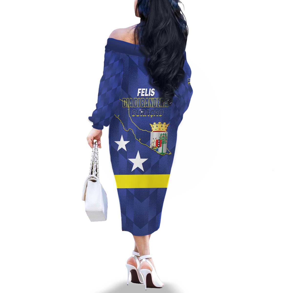 Felis Dia di Bandera Curacao Family Matching Off The Shoulder Long Sleeve Dress and Hawaiian Shirt Flag Proud - Wonder Print Shop