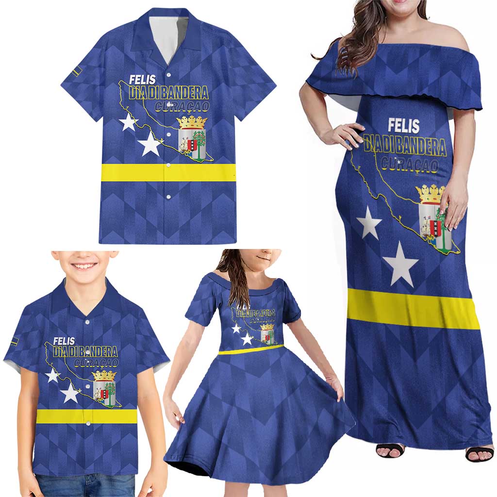 Felis Dia di Bandera Curacao Family Matching Off Shoulder Maxi Dress and Hawaiian Shirt Flag Proud - Wonder Print Shop
