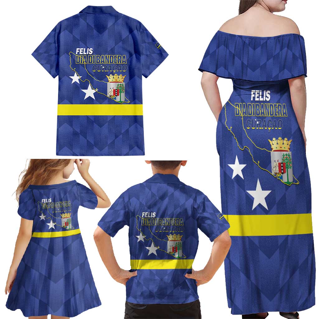 Felis Dia di Bandera Curacao Family Matching Off Shoulder Maxi Dress and Hawaiian Shirt Flag Proud - Wonder Print Shop
