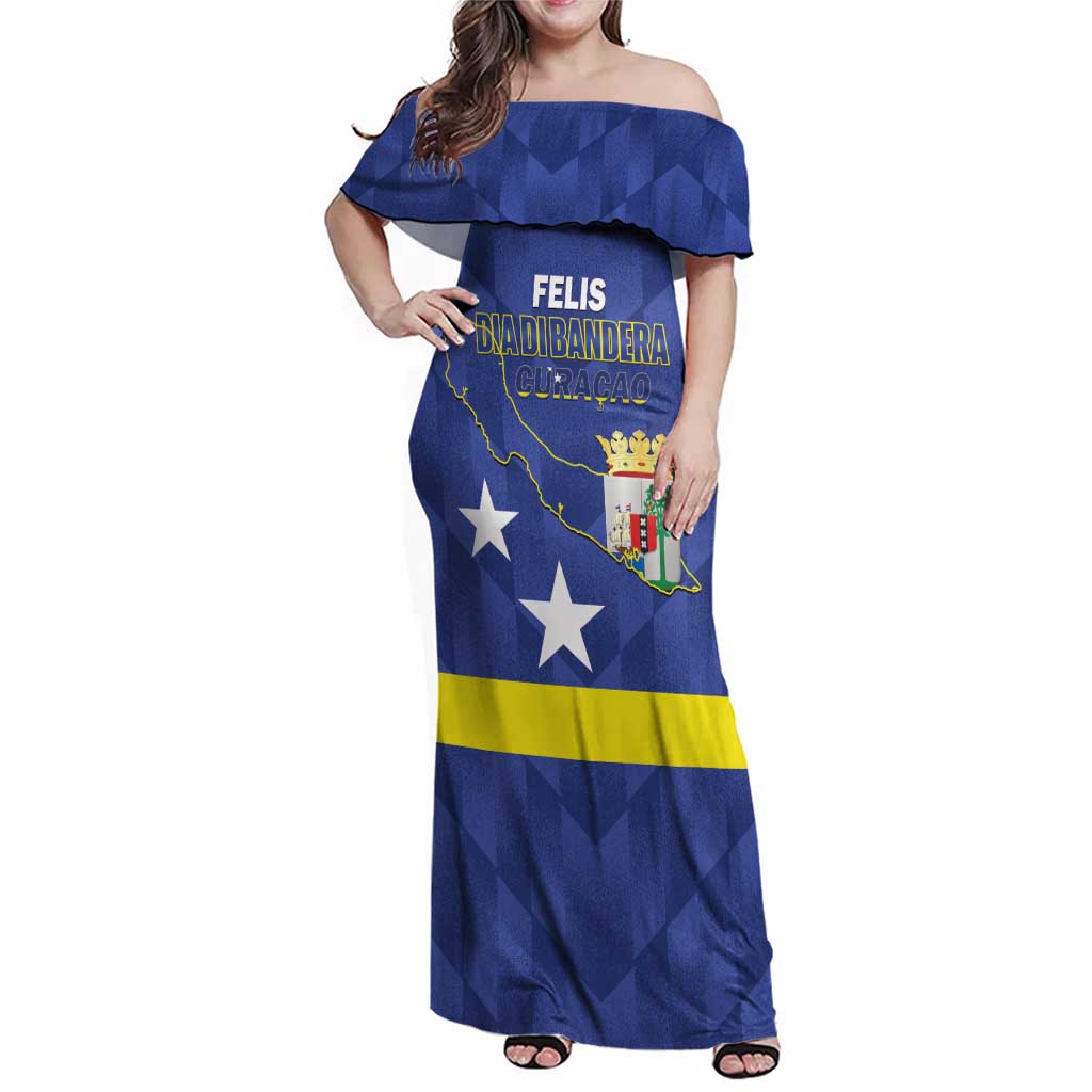 Felis Dia di Bandera Curacao Family Matching Off Shoulder Maxi Dress and Hawaiian Shirt Flag Proud - Wonder Print Shop