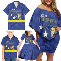 Felis Dia di Bandera Curacao Family Matching Off Shoulder Short Dress and Hawaiian Shirt Flag Proud - Wonder Print Shop