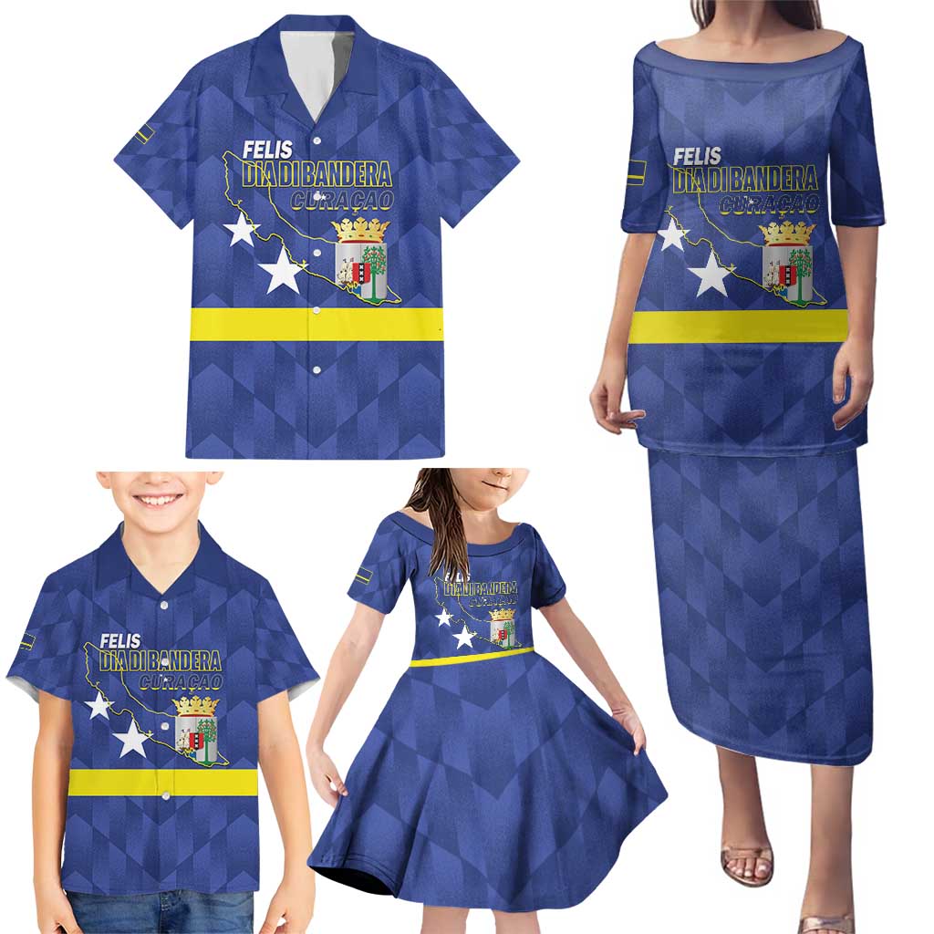 Felis Dia di Bandera Curacao Family Matching Puletasi and Hawaiian Shirt Flag Proud - Wonder Print Shop