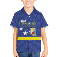 Felis Dia di Bandera Curacao Family Matching Short Sleeve Bodycon Dress and Hawaiian Shirt Flag Proud - Wonder Print Shop