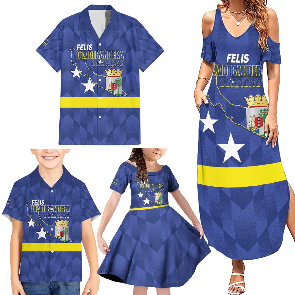 Felis Dia di Bandera Curacao Family Matching Summer Maxi Dress and Hawaiian Shirt Flag Proud - Wonder Print Shop