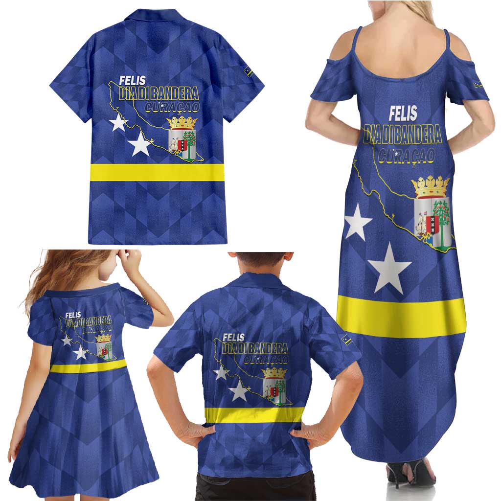Felis Dia di Bandera Curacao Family Matching Summer Maxi Dress and Hawaiian Shirt Flag Proud - Wonder Print Shop
