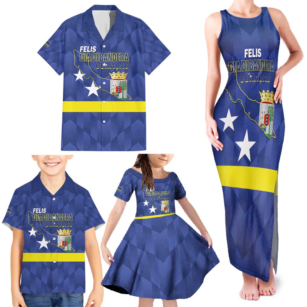 Felis Dia di Bandera Curacao Family Matching Tank Maxi Dress and Hawaiian Shirt Flag Proud - Wonder Print Shop