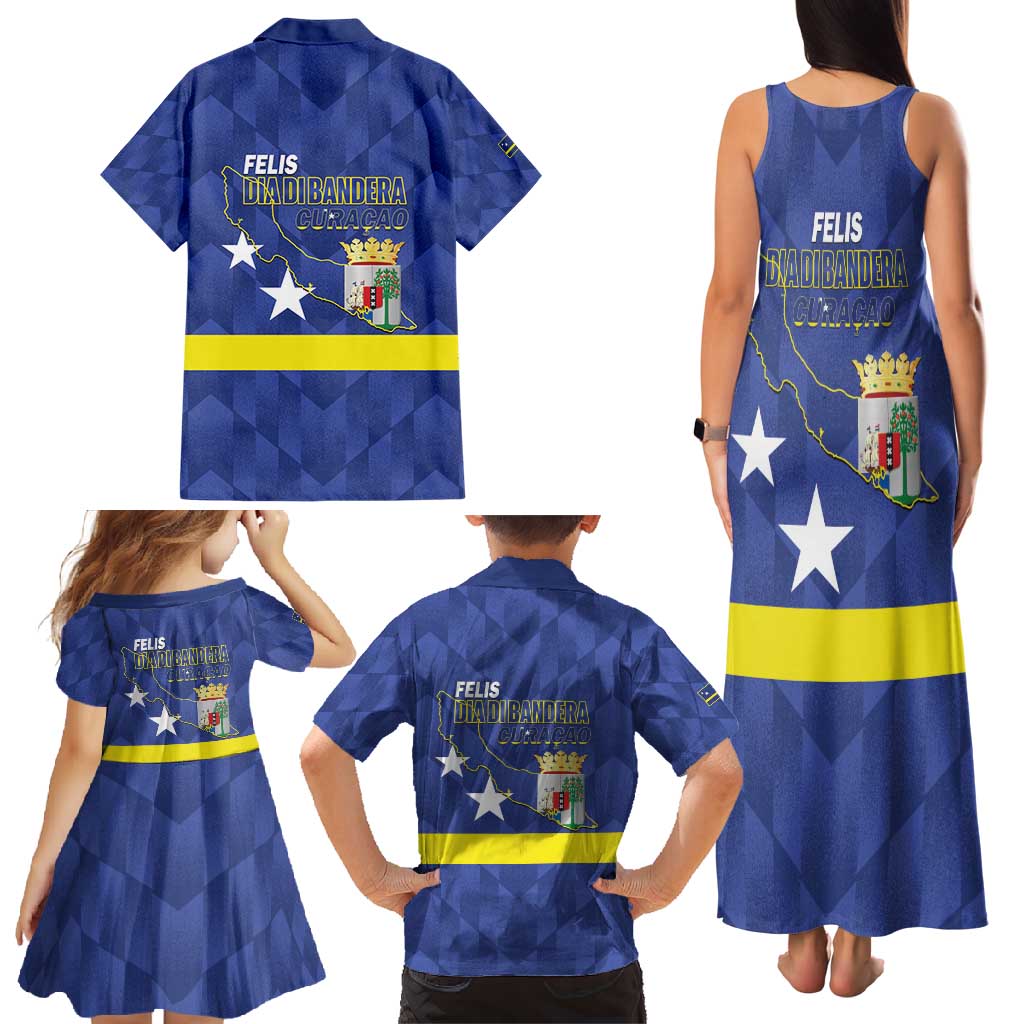 Felis Dia di Bandera Curacao Family Matching Tank Maxi Dress and Hawaiian Shirt Flag Proud - Wonder Print Shop