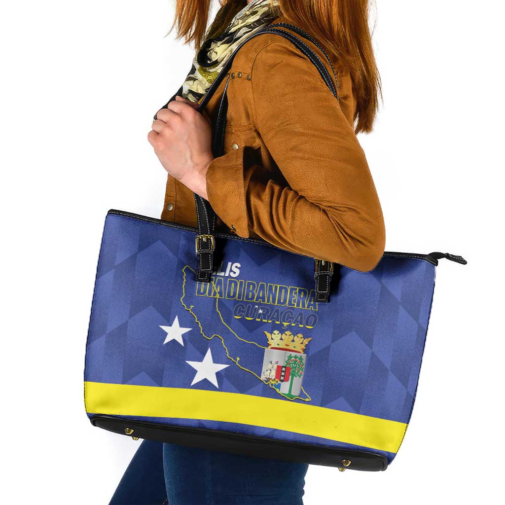 Felis Dia di Bandera Curacao Leather Tote Bag Flag Proud - Wonder Print Shop