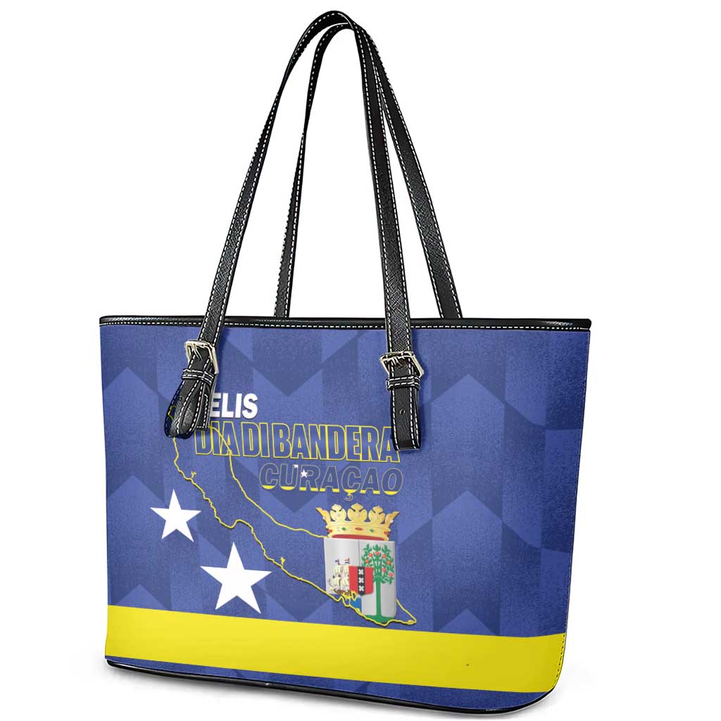 Felis Dia di Bandera Curacao Leather Tote Bag Flag Proud - Wonder Print Shop