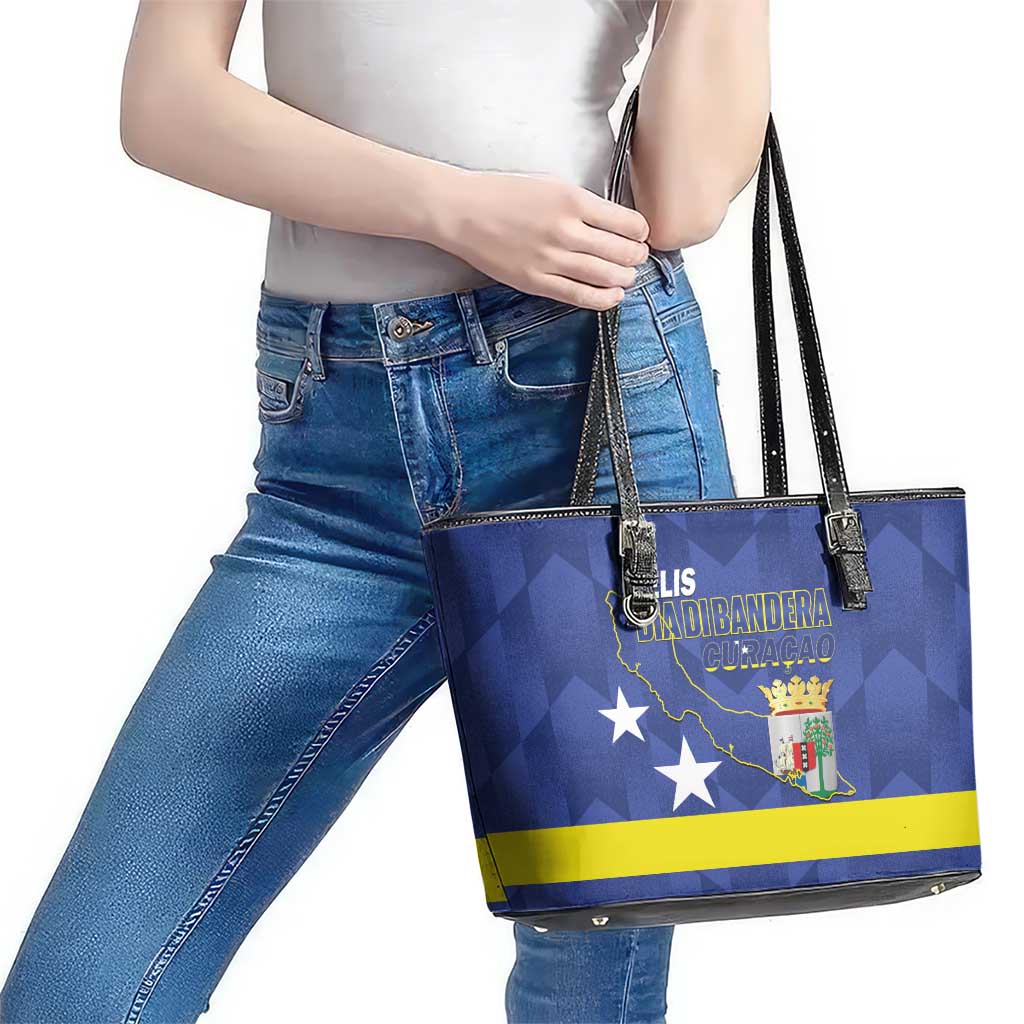 Felis Dia di Bandera Curacao Leather Tote Bag Flag Proud - Wonder Print Shop