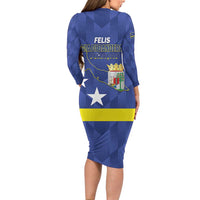 Felis Dia di Bandera Curacao Long Sleeve Bodycon Dress Flag Proud - Wonder Print Shop